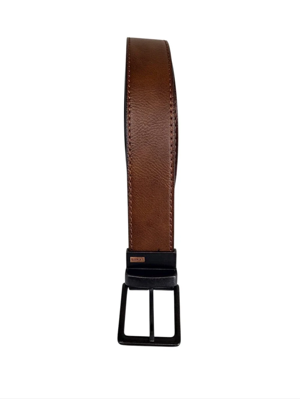 Levi's Men's Reversible Belt Brown Black Leather Dark Metal Buckle Size S/M New
